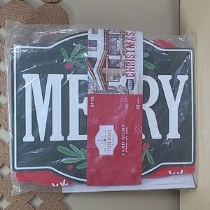 Merry Christmas Yard Sign Green/Red/White Corrugated Plastic 10 Pieces NWT